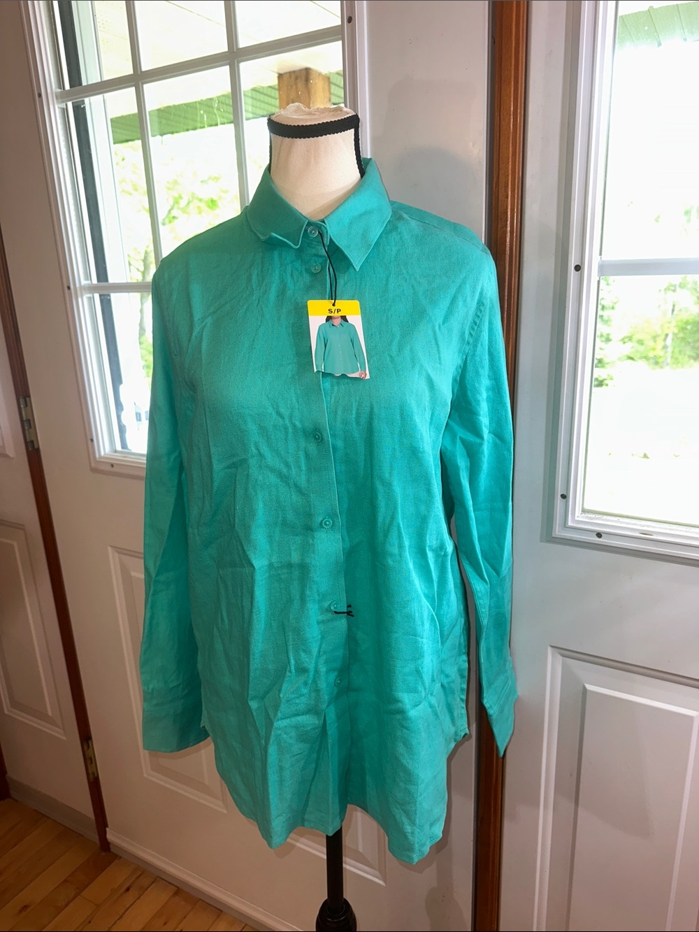 NWT Ted Baker Linen-Blend Teal Button-Down Shirt
